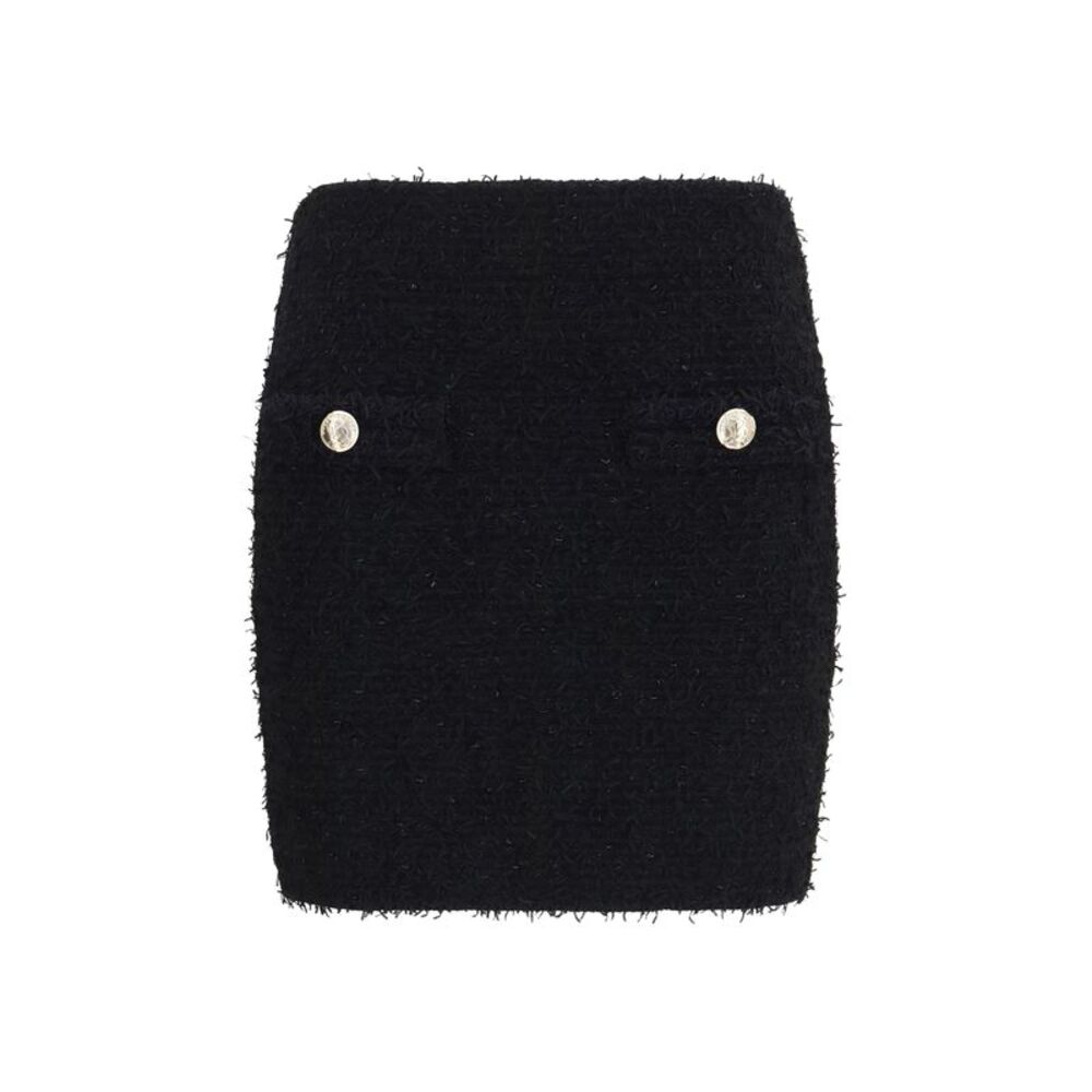 Balmain Women Tweed Mini Skirt With Logo Buttons
